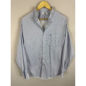 Giorgio Armani Mens Blue White Floral Italian Fabric Cotton Button Down Shirt